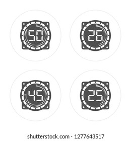 4 Time, Time modern icons on round shapes, vector illustration, eps10, trendy icon set.