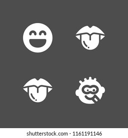4 tongue icons in vector set. goofy and mouth illustration for web and graphic design
