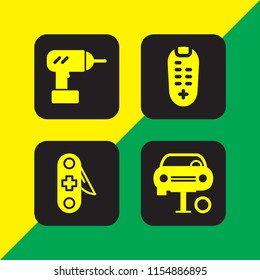 4 tool icons in vector set. repair, swiss army knife, drill and tools and utensils illustration for web and graphic design
