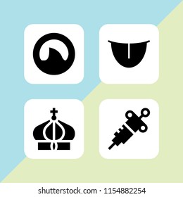 4 tooth icons in vector set. dentist, crown, mouth and shark fin illustration for web and graphic design