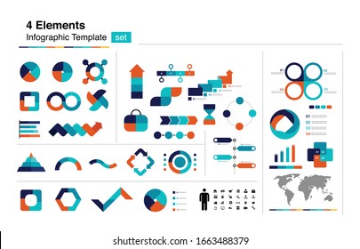 4 topics, elements, choices, text box infographic element, presentation  template design with icon set