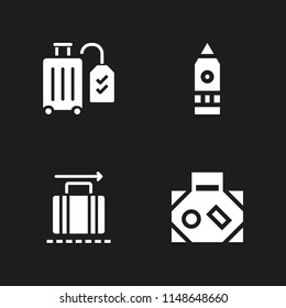 4 tourist icon set with big ben and luggage vector illustration for graphic design and web