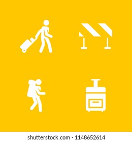 4 tourist icon set with tourist, suitcase and barrier vector illustration for graphic design and web
