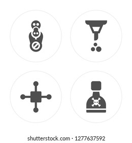 4 Toxic, Atoms, Filter, Poison modern icons on round shapes, vector illustration, eps10, trendy icon set.
