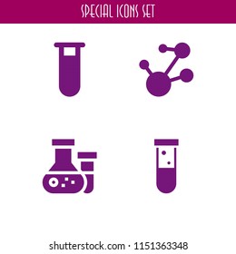 4 toxic icons in vector set. chemical bond, test tube and flask illustration for web and graphic design