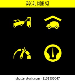 4 traffic icons in vector set. tow, speed and parking illustration for web and graphic design