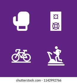4 training icon set with bicycle, speaker and boxing vector illustration for graphic design and web