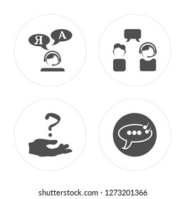 4 Translator, Question, Customer service, Chat modern icons on round shapes, vector illustration, eps10, trendy icon set.