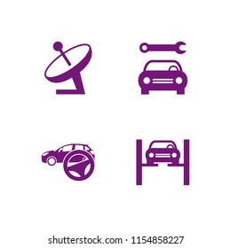 4 transmission icons in vector set. mechanic and antenna illustration for web and graphic design