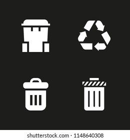 4 trash icon set with recycle and trash vector illustration for graphic design and web