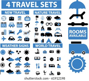 4 travel signs sets. vector