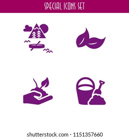 4 tree icons in vector set. leaf, forest and summer illustration for web and graphic design