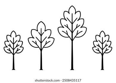 Ilustración de silueta de Vector de 4 plantas de árbol