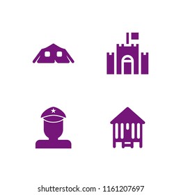 4 trees icons in vector set. camping, castle and militar illustration for web and graphic design