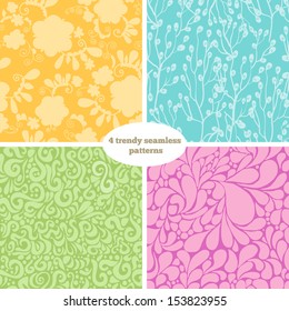 4 trendy seamless patterns. Vector texture for your design.