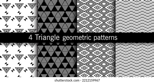 4 Triángulos conjunto geométrico conjunto de patrones sin soldadura, fondo abstracto, fondo de pared decorativo.
