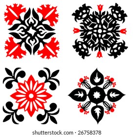 4 Tribal floral vector patterns