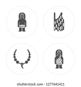 4 Troglodyte, Necklace, Clothes, Troglodyte modern icons on round shapes, vector illustration, eps10, trendy icon set.
