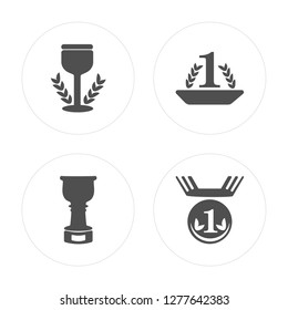 4 Trophy, Medal, Medal modern icons on round shapes, vector illustration, eps10, trendy icon set.