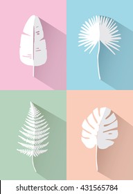 4 hojas de papel de diseño planas tropicales y modernas con tonos pastel