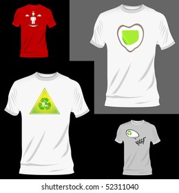 4 t-shirts with designs vector illustration