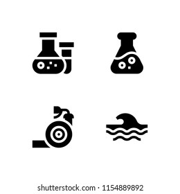 4 tube icons in vector set. wave, flask and garden hose illustration for web and graphic design