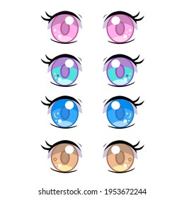 A 4 type set of anime girl fantasy themed eyes, sakura, mermaid, night sky and steampunk