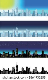 
4 types of banner illustrations of buildings