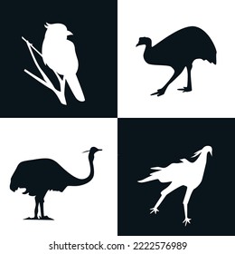 4 types of bird silhouettes. vector