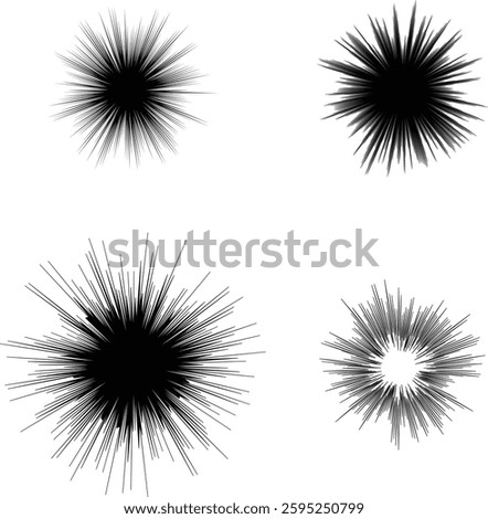 4 types of black beta flash, concentrated lines