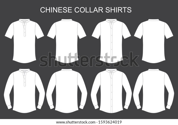 4 types of Chinese\
collar shirts mockup