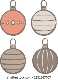 4 types of Christmas ornament illustration sets