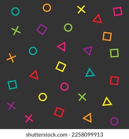4 types of geometrical shapes pattern background vector. Multi-color, colorful, geometrical shapes pattern that perfect for wallpaper, background or interior design.