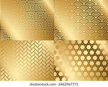 4 types of Japanese pattern backgrounds