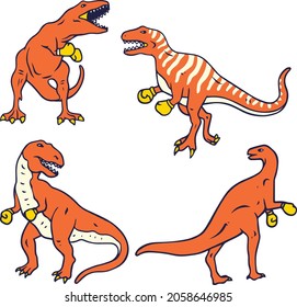 4 types of orange dinosaur boxers