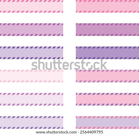 4 types of pink tape with diagonal line patterns on the top and bottom
