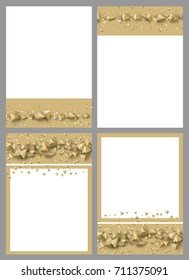 4 types of posters, geometric illustration background, placard, geometric style flat and 3d design elements. 3d crystals decoration for covers, banners, flyers and posters, invitation card, brochure.