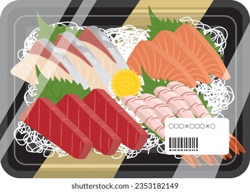 4 types of sashimi in a pack
supermarket fish