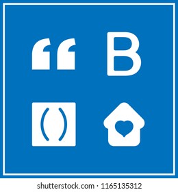 4 typographic vector icon set with quotes, b letter, sweet home and parenthesis icons for mobile and web