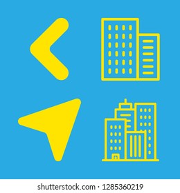 4 uk icons with arrow angle pointing to left and skyline in this set