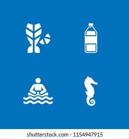 4 underwater icons in vector set. seahorse, sea, water and fish illustration for web and graphic design