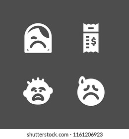 4 unhappy icons in vector set. bill, sad and desperate illustration for web and graphic design