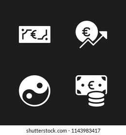 4 union icon set with yin yang and euro vector illustration for graphic design and web