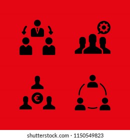 4 union icons in vector set. team and euro illustration for web and graphic design
