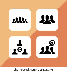 4 union icons in vector set. euro and team illustration for web and graphic design