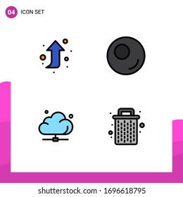 4 Flachfarbige Zeichen für die universelle Fülllinie - Pfeilsymbole; Technologie; Umriss; Daten; wurden bearbeitbare Design-Elemente für Vektorillustrationen