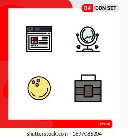 4 Universal Filledline Flat Color Signs Symbols of internet; sports; website; interior; briefcase Editable Vector Design Elements
