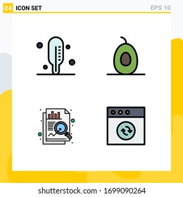 4 Universal Filledline Flat Color Signs Symbols of medical; mac; food; chart; 83 Editable Vector Design Elements