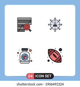 4 Universal Filledline Flat Color Signs Symbols of analysis; employee; chart; direction; person Editable Vector Design Elements