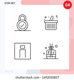 4 Universal Filledline Flat Colors Set for Web and Mobile Applications lock; person; cart; human; aroma Editable Vector Design Elements